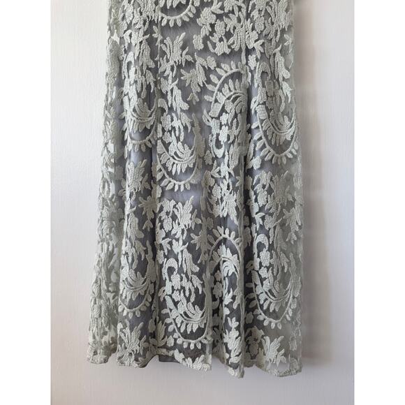 Adrianna Papell Mint Green Lace Overlay Keyhole Back Sheath Dress Size 4 - Picture 4 of 15